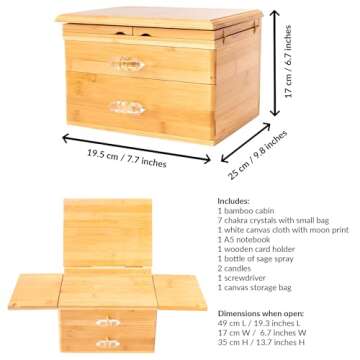 Altar Kit | Full Set with Healing Crystals, Candles, Cloth, and More for Mindful Souls | Travel Meditation Table Altar | Chakra Healing Stones | Witchcraft Altar Supplies | Wiccan Altar Kit