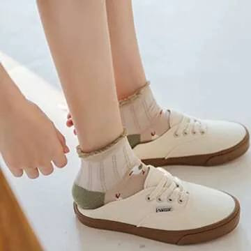 albagu Womens Ankle Socks Cotton Casual Socks for Women Novelty Floral Cute Fun Girls Colorful Flower Pattern Socks 6 Pack