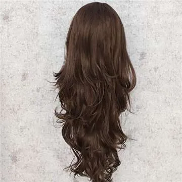 SAPPHIREWIGS Dark Brown Long Wavy T-Part Lace Front Wig For Women Natural Looking Heat Resistant Black Synthetic Hair Wigs 26inch