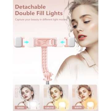 Selfie Stick with Light, 45'' Selfie Stick Tripod with Wireless Remote, Portable Travel Phone Tripod...