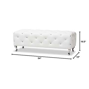 Baxton Studio Stella Elegant Crystal Tufted Bench White