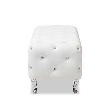 Baxton Studio Stella Elegant Crystal Tufted Bench White