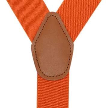 Timiot Men’s Y-Back 4 Metal Clip Elastic Wide Suspenders Perfect For Both Casual&Formal (Orange)