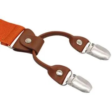 Timiot Men’s Y-Back 4 Metal Clip Elastic Wide Suspenders Perfect For Both Casual&Formal (Orange)