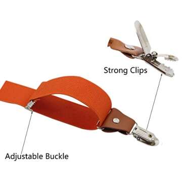 Timiot Men’s Y-Back 4 Metal Clip Elastic Wide Suspenders Perfect For Both Casual&Formal (Orange)