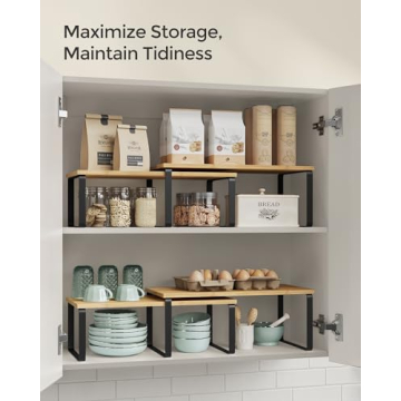 SONGMICS Cabinet Organizer Shelves Set for Kitchen Storage