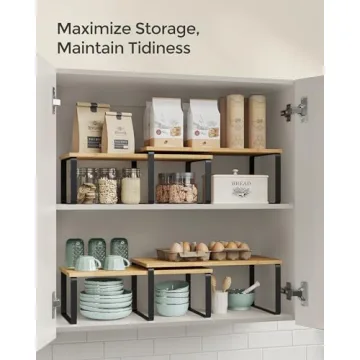 SONGMICS Cabinet Organizer Shelves Set for Kitchen Storage