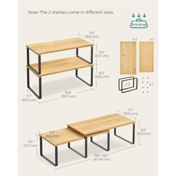 SONGMICS Cabinet Organizer Shelves Set for Kitchen Storage
