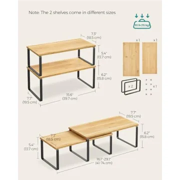 SONGMICS Cabinet Organizer Shelves Set for Kitchen Storage