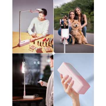 Woumlaiy Selfie Stand - Rotating, Foldable, Wireless, LED Light