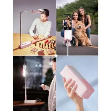Woumlaiy Selfie Stand - Rotating, Foldable, Wireless, LED Light