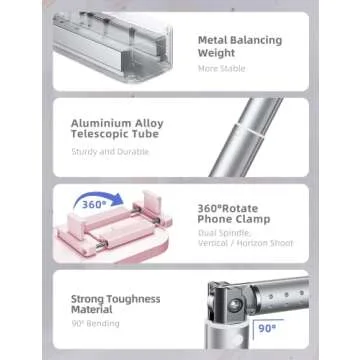 Woumlaiy Selfie Stand - Rotating, Foldable, Wireless, LED Light