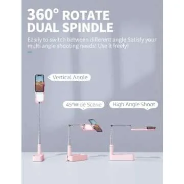 Woumlaiy Selfie Stand - Rotating, Foldable, Wireless, LED Light