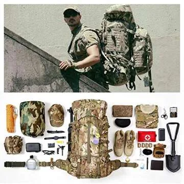MT Military Army Large Rucksack with Detacheable Assault Backpack Hydration Pack Shoulder Straps and Waist Belt Metal Frame