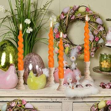 Spiral Taper Dinner Candles Stick Orange Twisted Candles H 7.5inch Wax Unscented Dinner Candle Smokeless for Home Decor, Relaxation & All Occasions(Orange)