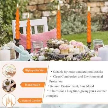 Spiral Taper Dinner Candles Stick Orange Twisted Candles H 7.5inch Wax Unscented Dinner Candle Smokeless for Home Decor, Relaxation & All Occasions(Orange)
