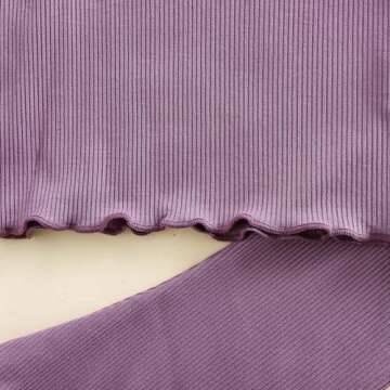 Kupretty Baby Girl Clothes Fall Solid Ribbed Knit Ruffle T-Shirt Tee & Flare Pants Set Toddler Bell-bottoms Outfit (Purple, 18-24 Months)