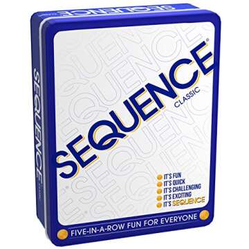 Sequence in a Tin - Five-in-a-Row Fun for Everyone by Jax, White, 2-12 Players