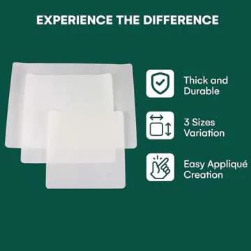 3 Pack PTFE Sheet/Teflon Sheets Multiple Sizes. Non Stick Transparent Reusable Sheets, Extra-Thick and Heat Resistant. Great as Applique Pressing Sheet, Heat Press Transfer, Ironing, Arts and Crafts