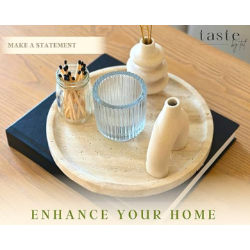 Luxury Handcrafted Travertine Stone Round Tray for Home Decor