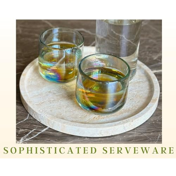 Luxury Handcrafted Travertine Stone Round Tray for Home Decor