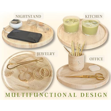 Luxury Handcrafted Travertine Stone Round Tray for Home Decor