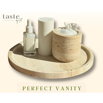 Luxury Handcrafted Travertine Stone Round Tray for Home Decor