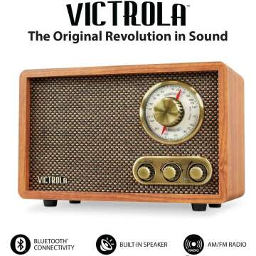 Victrola Retro Wood Bluetooth Radio with Speakers
