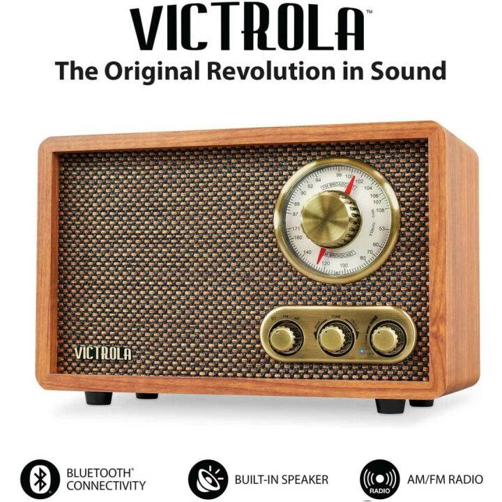 Victrola Retro Wood Bluetooth Radio with Speakers