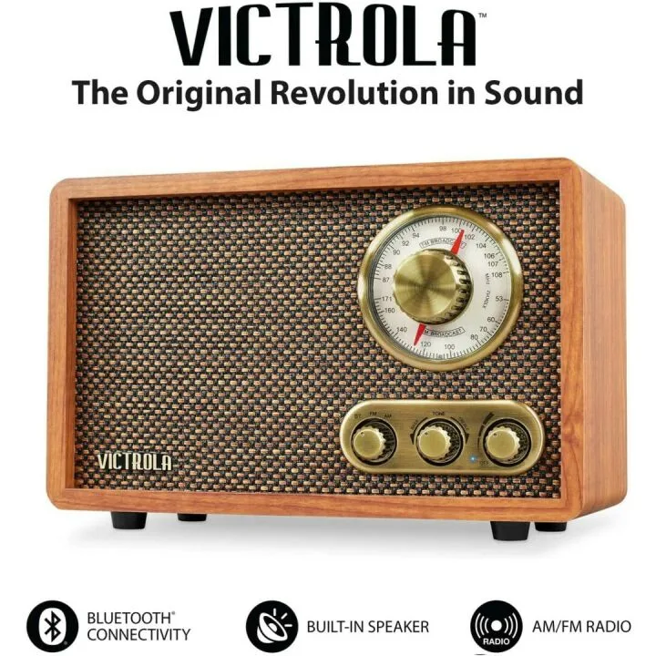 Victrola Retro Wood Bluetooth Radio with Speakers