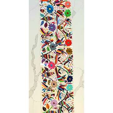 ALKIMIA INC Mexican Handmade Bed or Table Runner Authentic Otomi Tenango Embroidery (Multicolor)