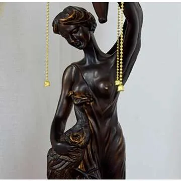 Vintage Table Lamp Tiffany Style Handmade Peach Stained Glass Desk Lamp Antique Belle 3-Light Bedside Lamp for Bedroom Living Room, 20-Inch