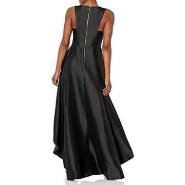 Calvin Klein Women's Sleeveless V-Neck High Low Gown with Back Zipper, Black, 10