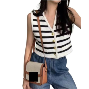 OCUH Sweater Vest Cable Knit Sweater Vest Women Striped Knitted Stripe Sweater Vest Women Old Money Aesthetic (White-B,M,Medium)
