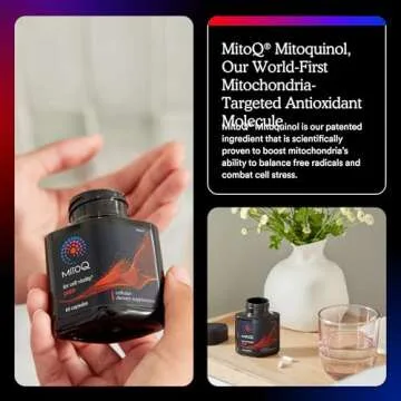 MitoQ Pure Mitochondria-targeted Antioxidant Supplement | Reducing Free Radical Damage & Oxidative Stress | Supports Cellular Longevity, Metabolic Health, Healthier Aging, and Energy (180 Capsules)