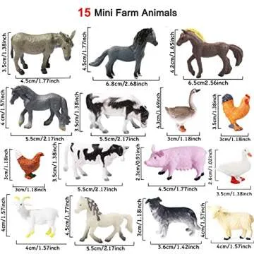 15 Pcs Mini Figures Toys Realistic Farm Animal Figurines, Plastic Learning Educational Playset Anima...