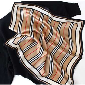 JERLA Women's Men's Small Square 100% Real Mulberry Silk satin Scarfs Hair head face scarf 21" x 21"...