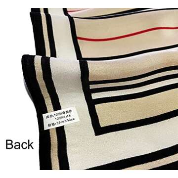 JERLA Women's Men's Small Square 100% Real Mulberry Silk satin Scarfs Hair head face scarf 21" x 21" (Stripe khaki)