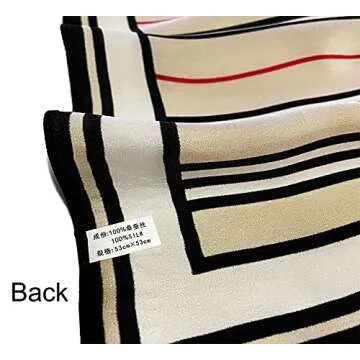 JERLA 100% Real Mulberry Silk Scarf in Stripe Khaki