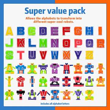 26 Pieces Alphabet Robots for Kids Alphabet Learning Toys, Alphabots Transform Letters for Education...