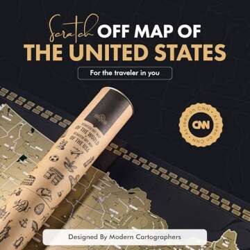 Travelization Scratch Off Map of United States 24" x 17" Frameable USA Scratch Map with National Par...