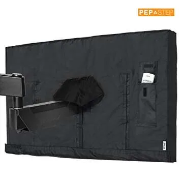 PEP STEP Outdoor TV Cover 65 Inch LED Flatscreen TV With Bottom Cover | Weatherproof | Universal Wall Mount Wall Bracket and Stand Compatible | Heavy Duty Smart TV Remote Cover