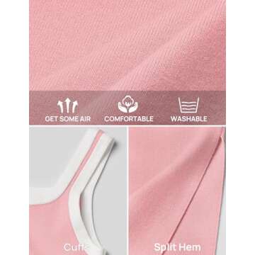 ZESICA Women's 2025 Summer Bodycon Midi Dress Casual Sleeveless Square Neck Side Slit Knit Vacation Long Dresses,Pink,Small