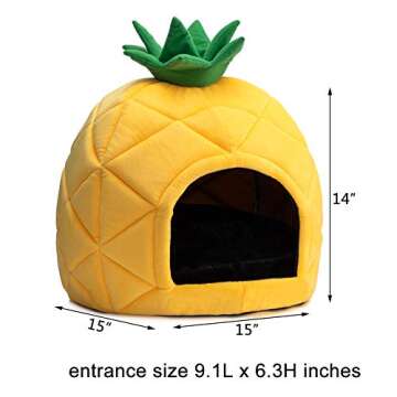 Hollypet Cozy Pet , Warm Cave Nest Sleeping Bed Pineapple Shape Puppy House for Cats and Small Dogs,...