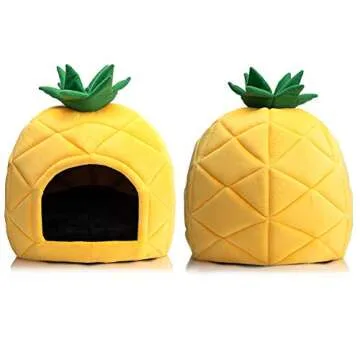 Hollypet Cozy Pet , Warm Cave Nest Sleeping Bed Pineapple Shape Puppy House for Cats and Small Dogs, Yellow
