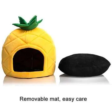 Hollypet Cozy Pet , Warm Cave Nest Sleeping Bed Pineapple Shape Puppy House for Cats and Small Dogs, Yellow