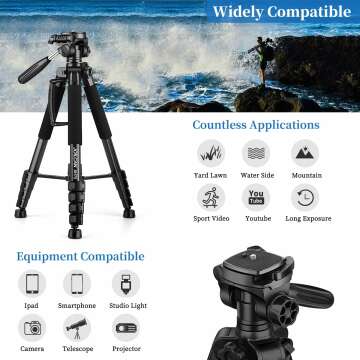 JOILCAN 74" Heavy Duty Tripod for Camera & Phones
