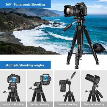 JOILCAN 74" Heavy Duty Tripod for Camera & Phones
