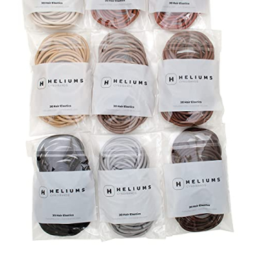 Heliums Large Hair Ties Gray 30 Pack for Thick Hair