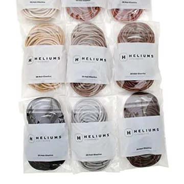 Heliums Large Hair Ties Gray 30 Pack for Thick Hair